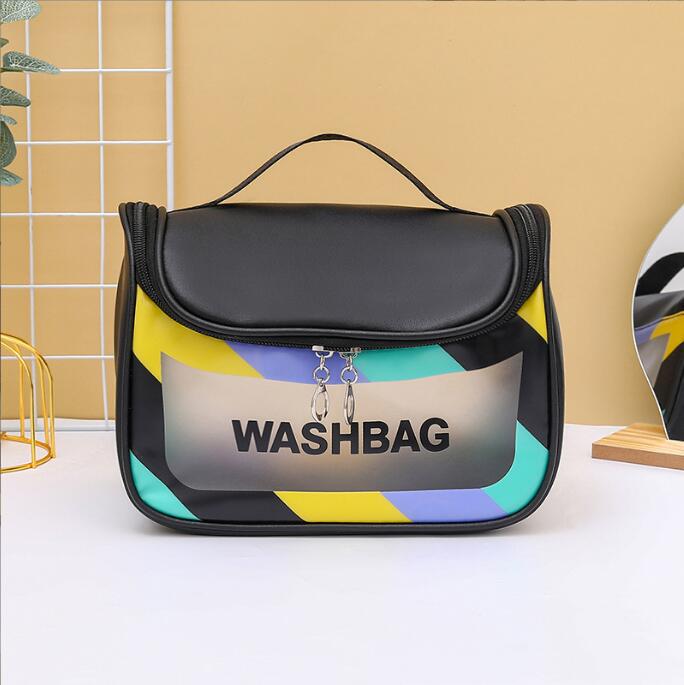 Large Capacity Portable Leather Waterproof Transparent Makeup Cosmetic Bags