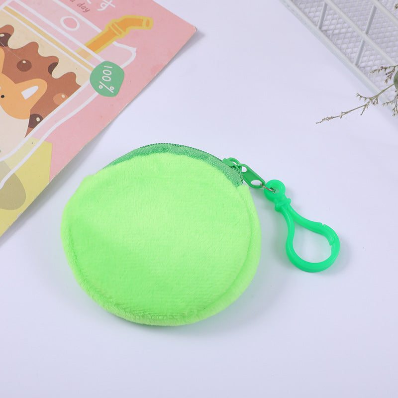 Plush Zipper Round Mini Cute Storage Crane Coin Purses