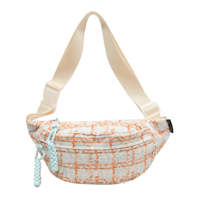 Corduroy Plaid Female Minority Design Lightweight Waist Packs