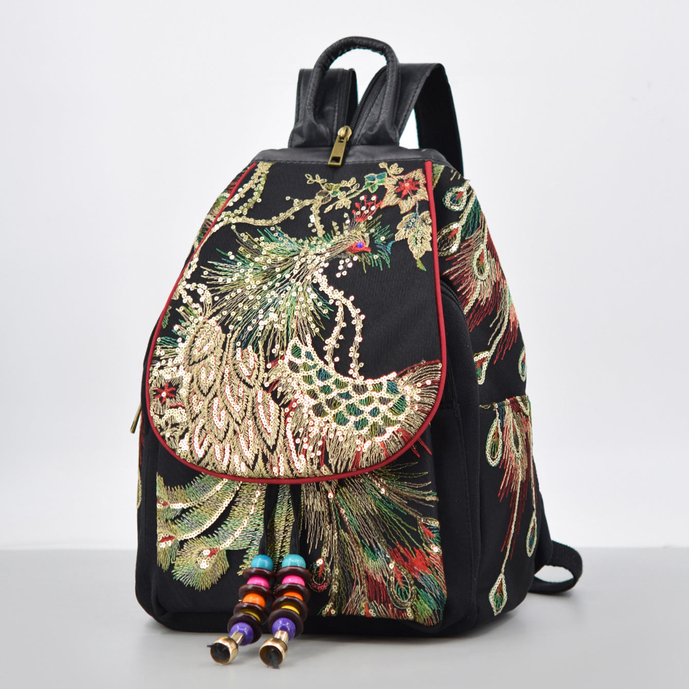 Women's Yunnan National Style Embroidered Peacock Canvas Backpacks