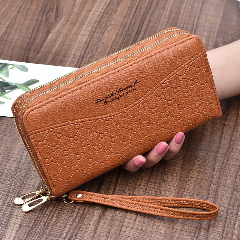 Women's Long Large Capacity Double Zipper Clutch Purses