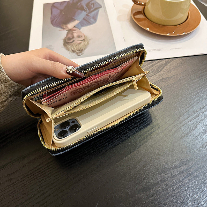 Sacs pour téléphone portable de grande capacité, longs et simples à fermeture éclair pour femmes