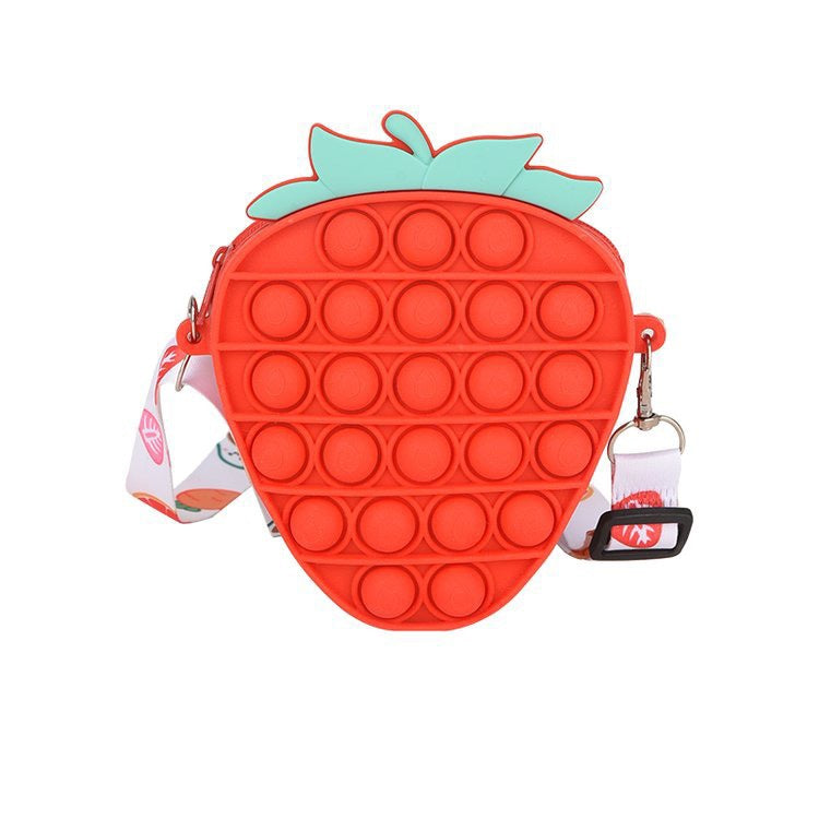 Cartoon Silicone Strawberry Cute Rainbow Female Coin Purses