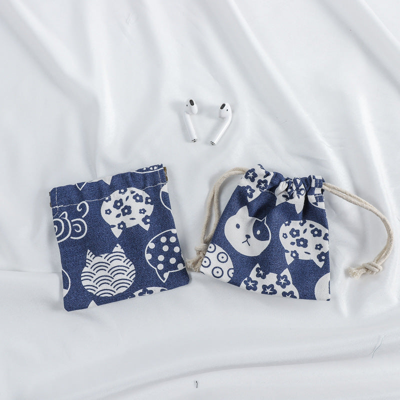 Women's Drawstring Cute Storage Color Canvas Pouch Jewelry Coin Purses