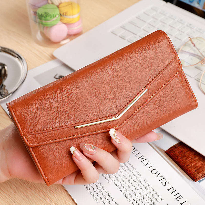 Women's Stitching Fashion Leather Korean Style Oil Wax Ladies Wallets