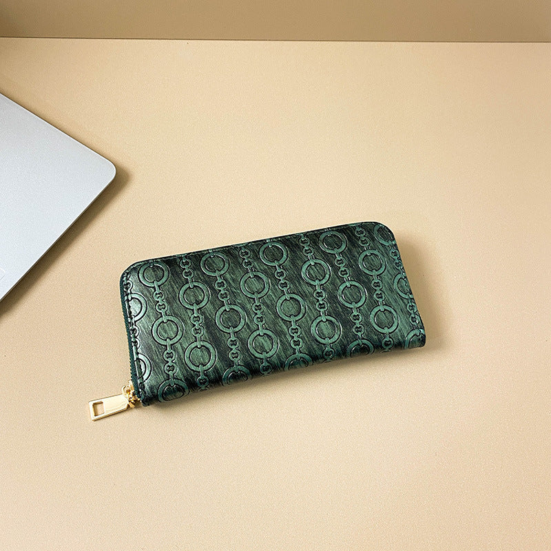 Women's Korean Long Embossed Clutch Large Capacity Ladies Wallets