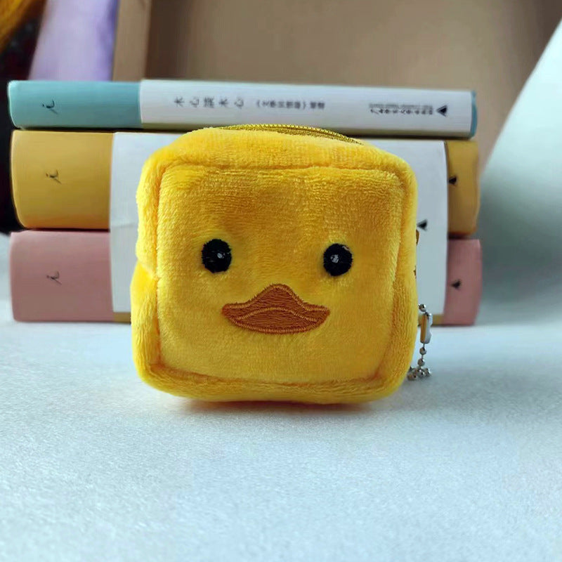 Cartoon Cute Square Plush Cable Pendant Coin Purses