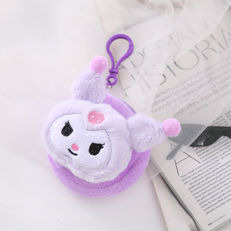 Cute Plush Doll Hairstyle Cartoon Zipper Storage Mini Purses