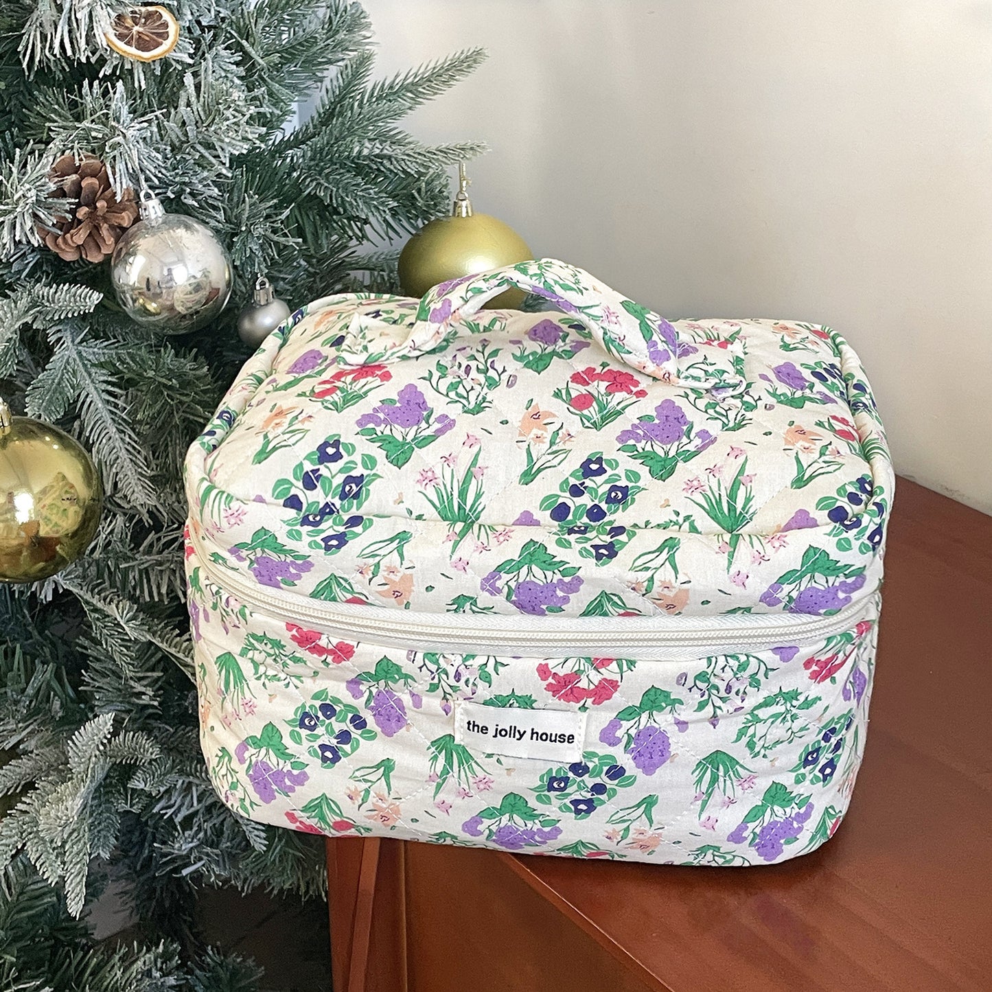 Flower Retro Large Capacity Wash Quilted Cosmetic Bags