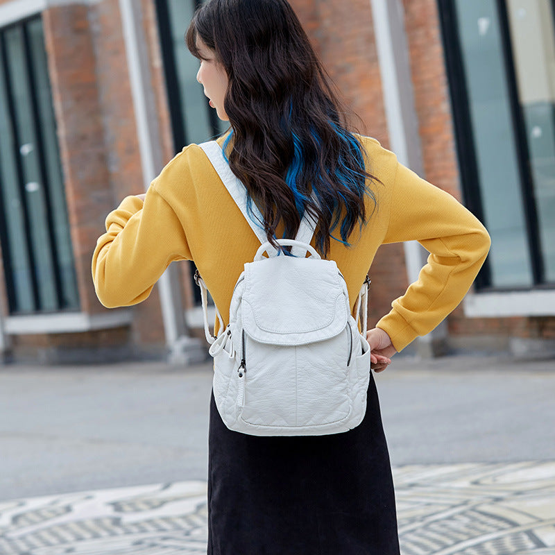 Women's Simple Large Capacity Fashion Soft Leather Backpacks