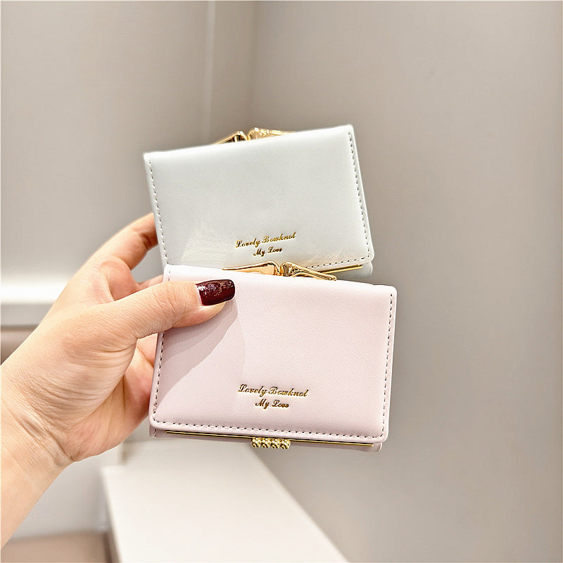 Women's Solid Color Short Small Clip Simple Ladies Wallets