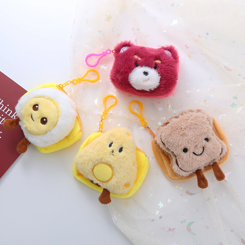 Plush Cheese Egg Toast Ornaments Prize Claw Coin Purses