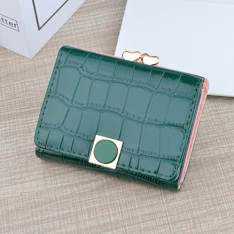 Women's Female Crocodile Pattern Folding Large Capacity Soft Ladies Wallets