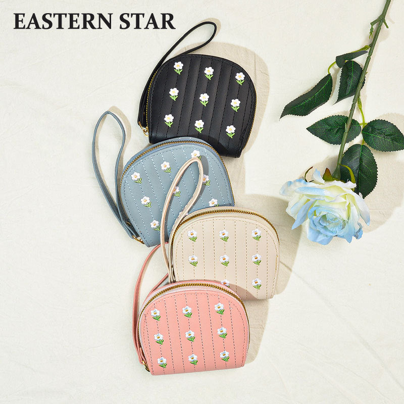 Autumn Female Fresh Floral Zipper Multifunctional Coin Purses