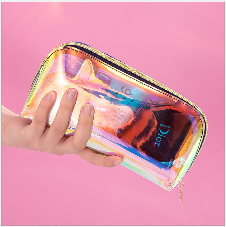 Colorful Laser Semicircle Large Capacity Convenient Cosmetic Bags