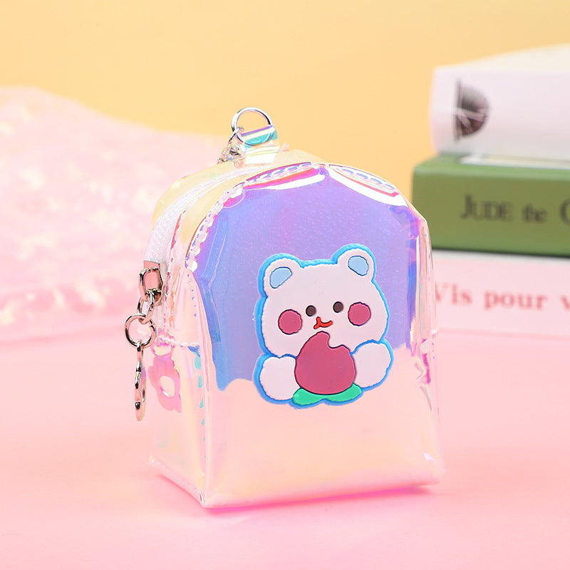 Strawberry Bear Transparent Portable Mini Cartoon Coin Purses