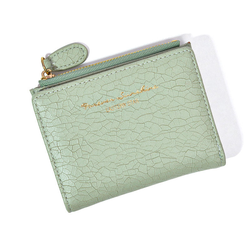 Green Female Korean Retro Folding Mori Ladies Wallets