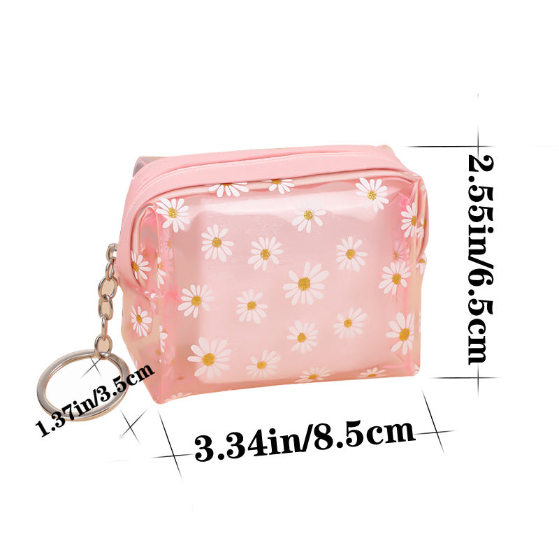 Korean Style Cute Daisy Heart Transparent Purses