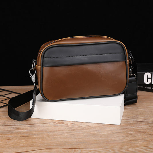 Men's Horizontal Crazy Horse Leather Simple Retro Men's Messenger Bags