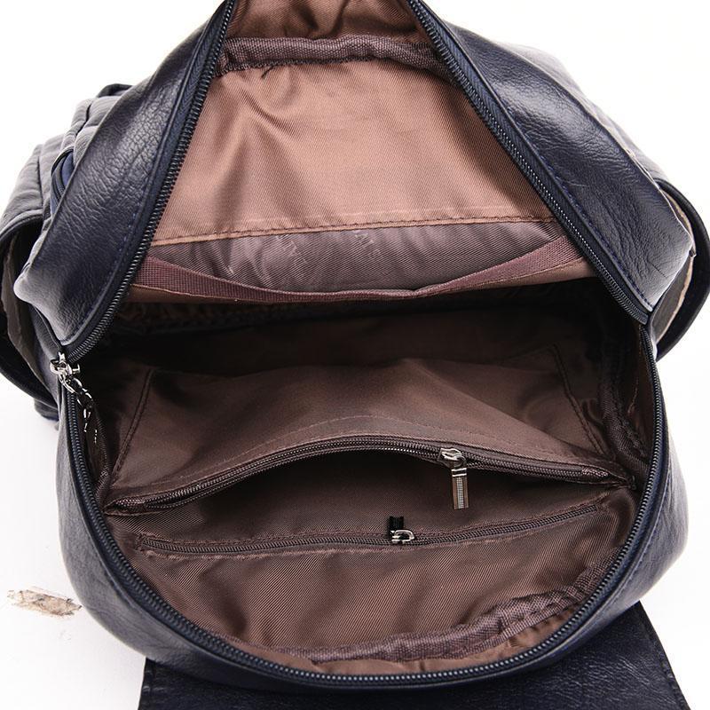 Women's Soft Leather Fashion Genuine Texture Large Backpacks