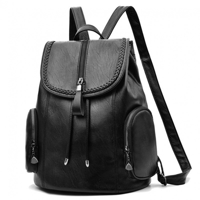 Women's Korean Style Versatile Fashion Cattlehide Large Backpacks