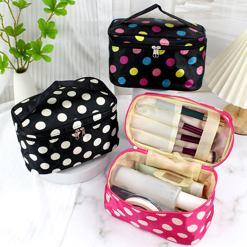 Women's Polka Dot With Mirror Printing Portable Cosmetic Bags