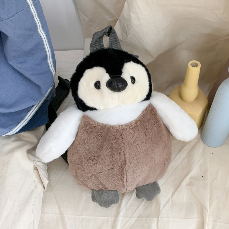 Sacs à dos en peluche pingouin de dessin animé mignon de style coréen