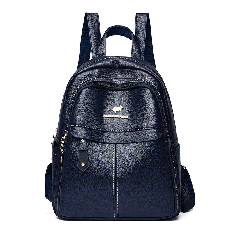 Women's Leather Tactile Feel Female Fashionable Large Capacity Backpacks