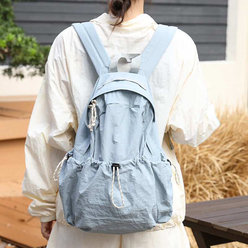 Leisure Artistic Nylon Fashion Pleated Drawstring Backpacks