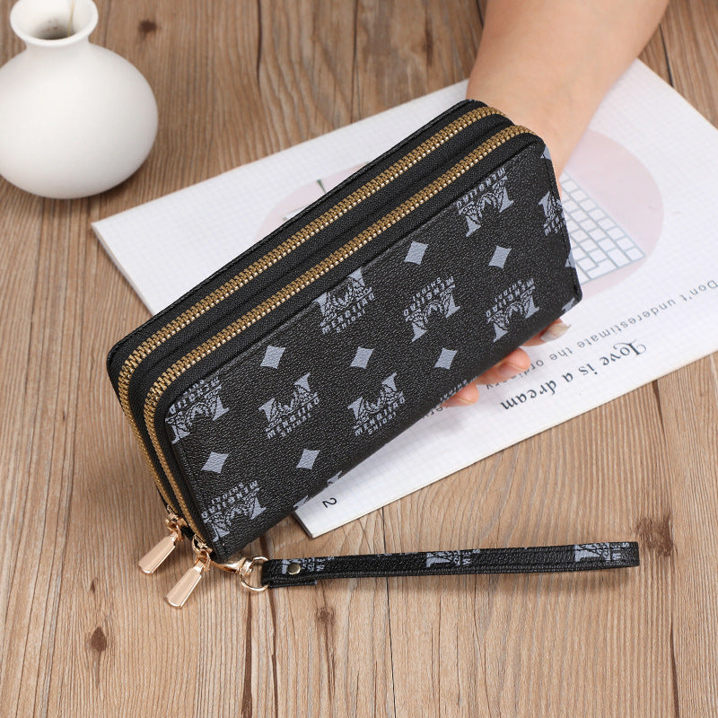 Portefeuilles pour femmes à longue pochette mobile multifonctionnel à fermeture éclair