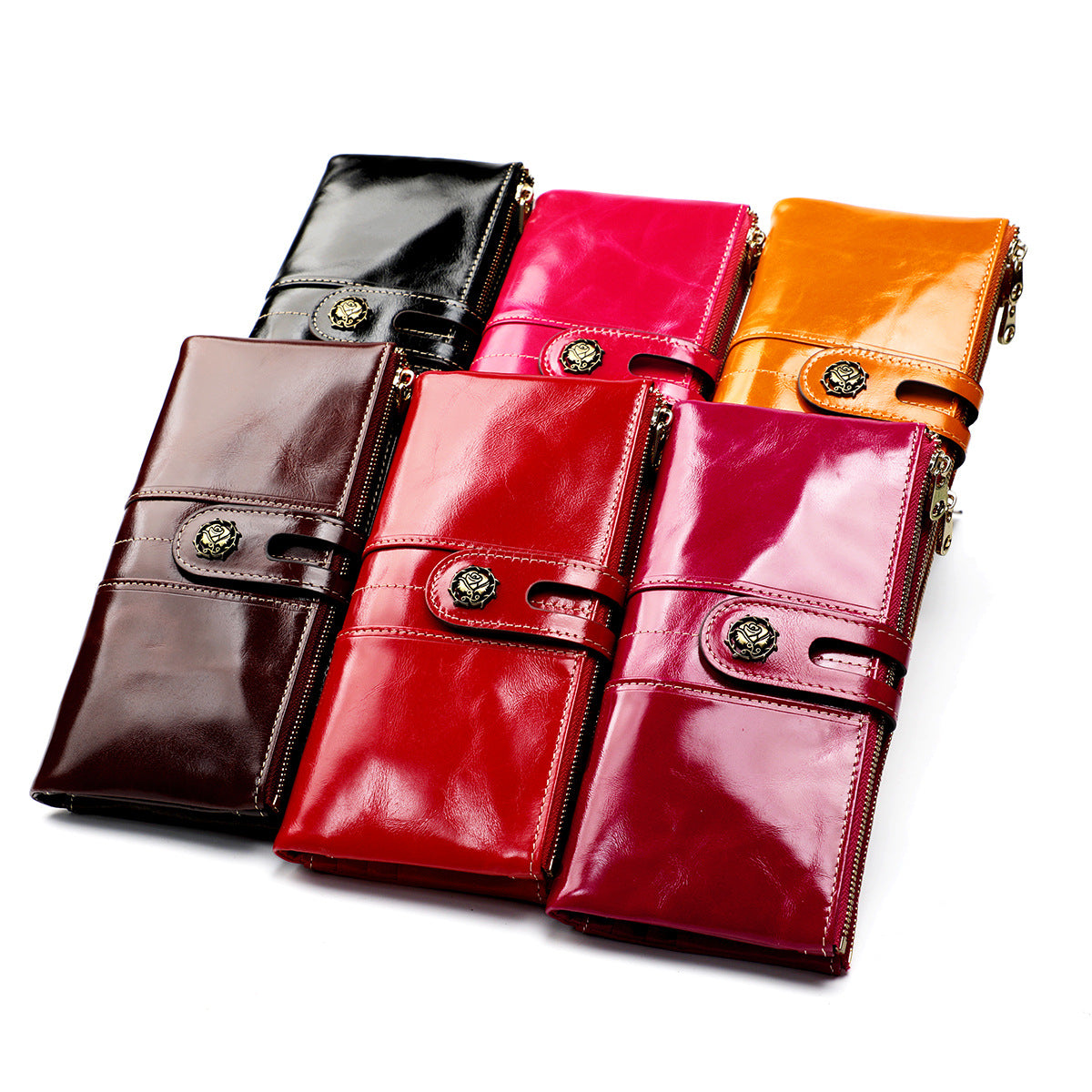 Women's Leather High-grade Long Cowhide Clutch Zipper Ladies Wallets