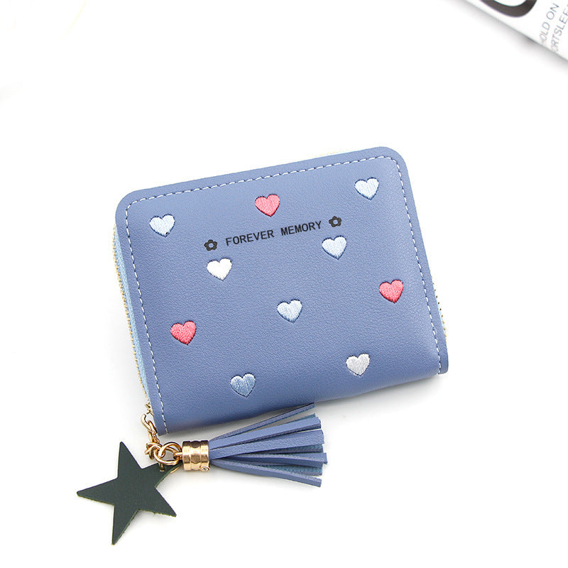 Women's Korean Style Short Cute Zipper Heart-shaped Ladies Wallets