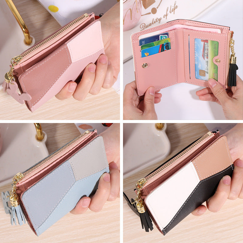 Women's Zipper Small Korean Style Color Contrast Purses