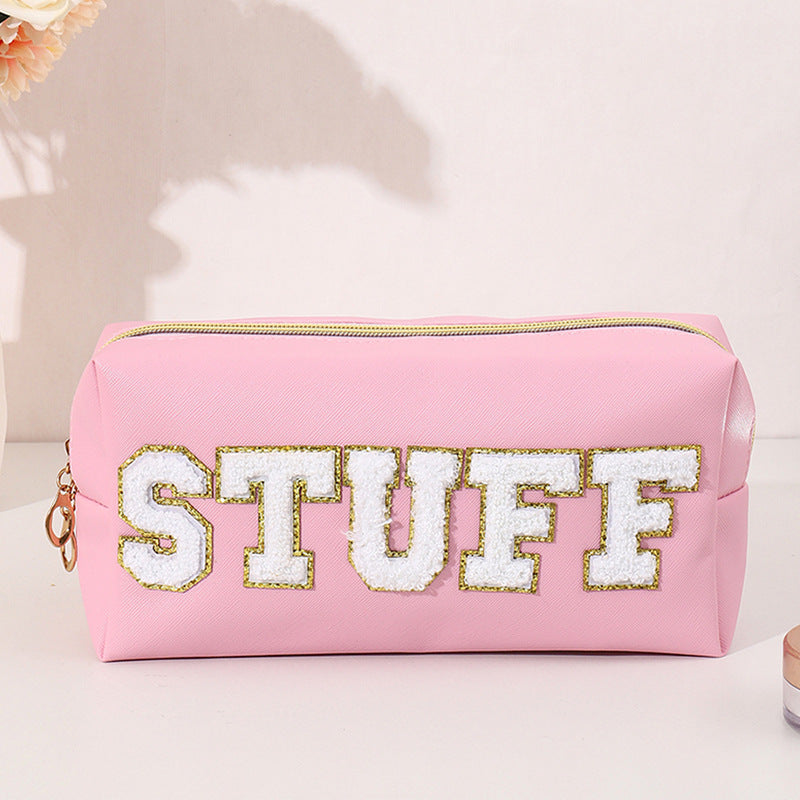 Women's Towel Embroidery Lettered Make-up High-grade Wash Cosmetic Bags