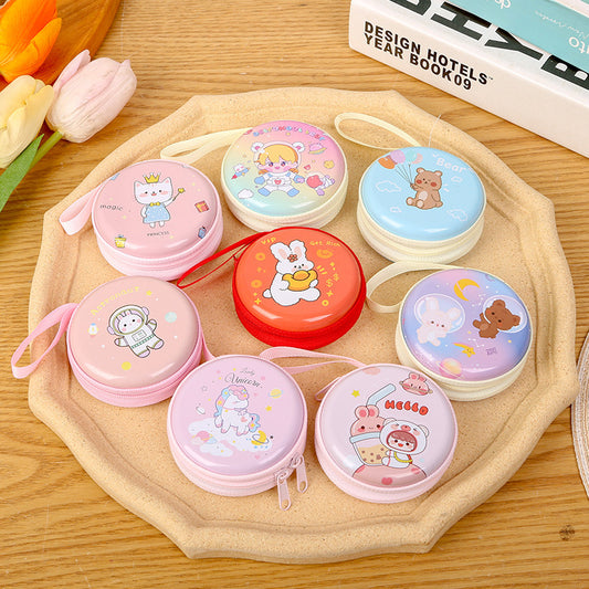 Mini Cartoon Zipper Usb Cable Storage Coin Purses