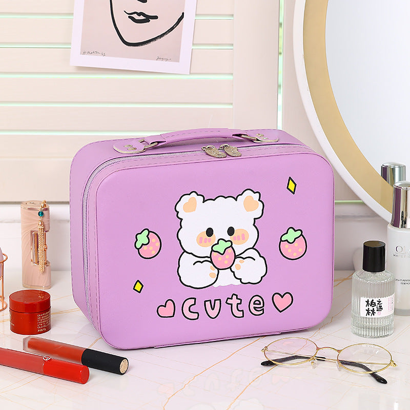 Boîte de rangement pour femmes, sacs à cosmétiques imperméables de grande capacité avec dessin animé