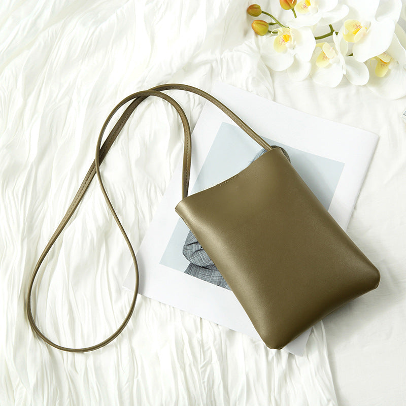 Women's Vertical Mobile Fashionable Simple Soft Bucket Phone Bags