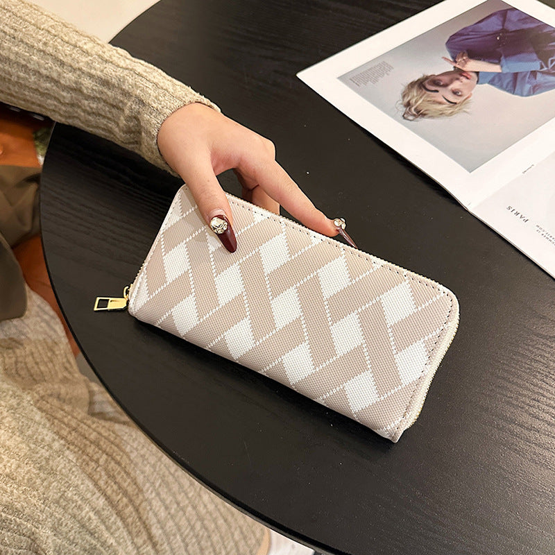 Clutch Cross Pattern Design Fashion Mobile Ladies Wallets