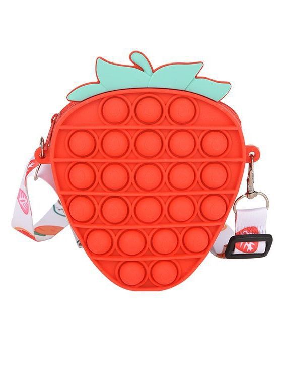 Dessin animé Silicone fraise mignon arc-en-ciel femme porte-monnaie