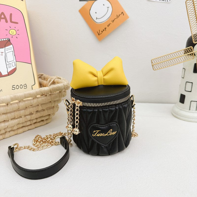 Children's Bow Contrast Color Mini Bucket Western Children's Shoulder Bags