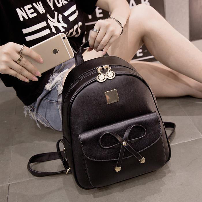 Women's Leather Tactile Feel Korean Fashion Large Backpacks