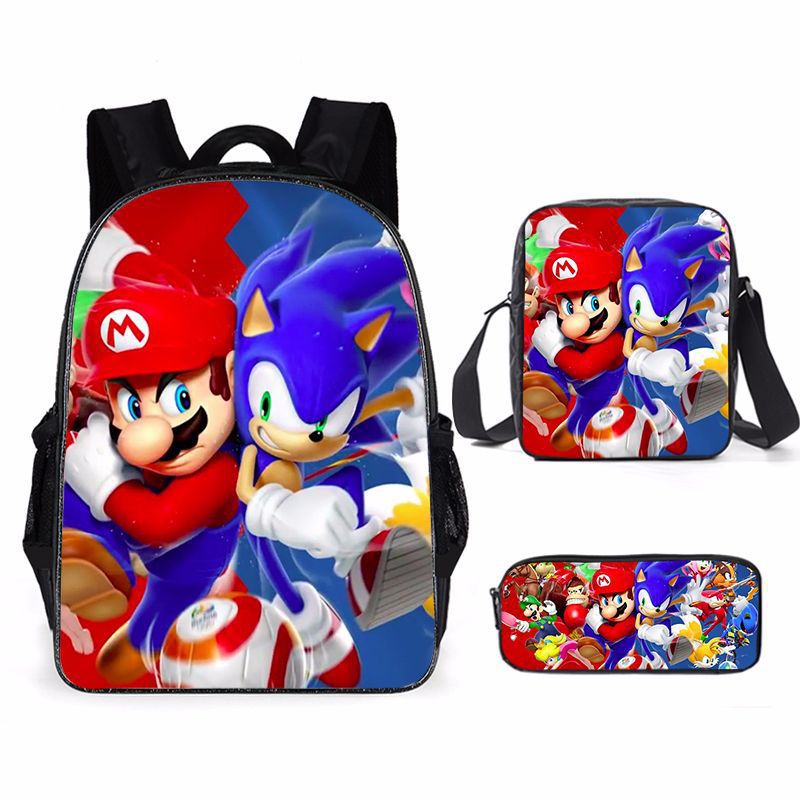 Ensemble de trois pièces Sonic Primary, sacs d'animation de dessin animé