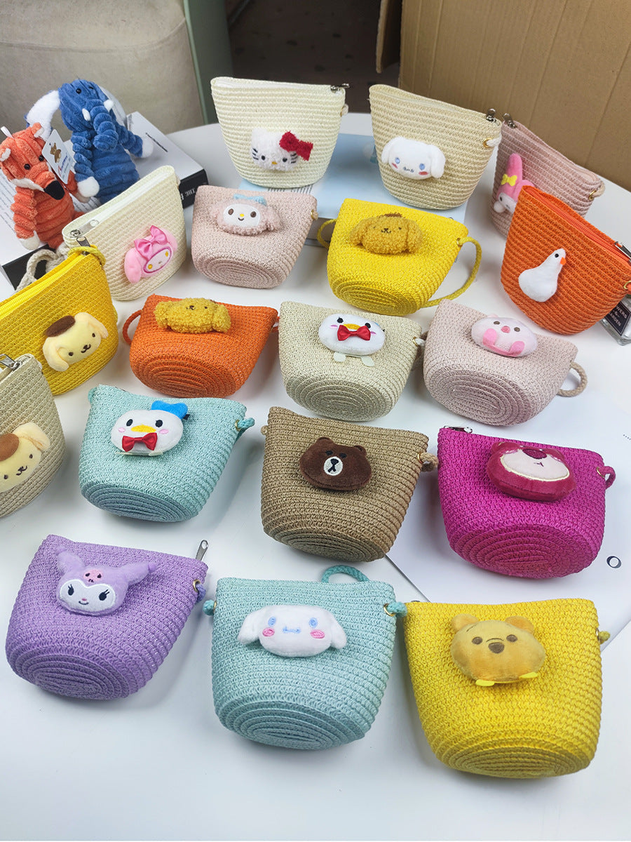 Children's Straw Small Change Shell Cartoon Cute Coin Purses