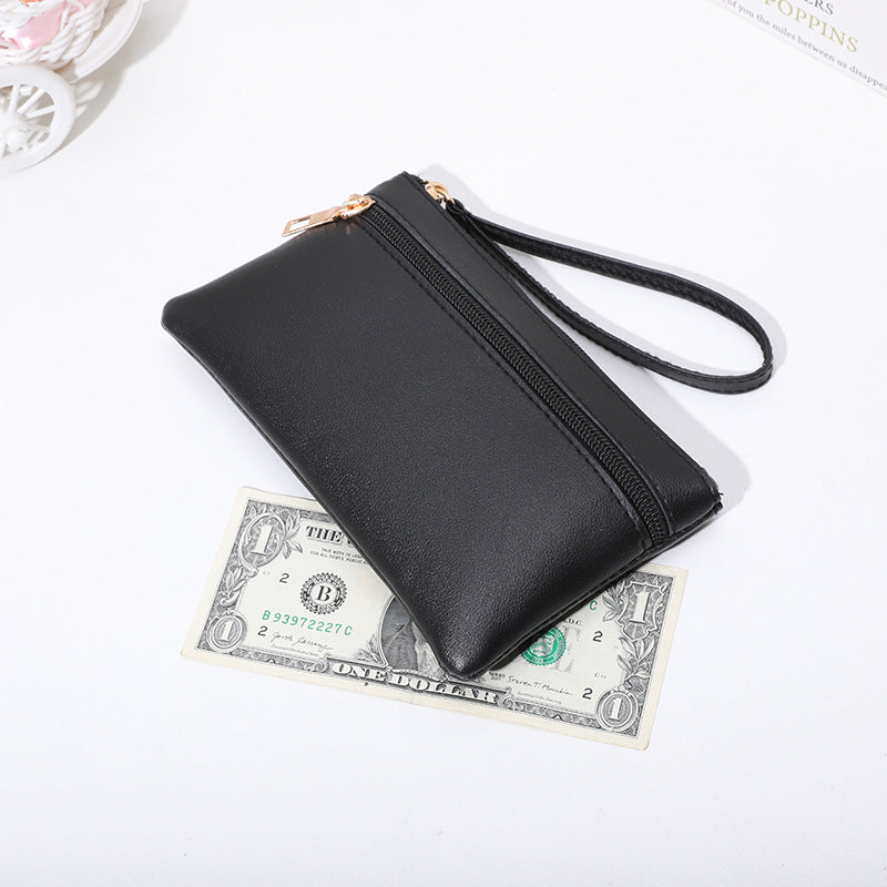 Women's Mid-length Clutch Solid Color Double Zipper Ladies Wallets