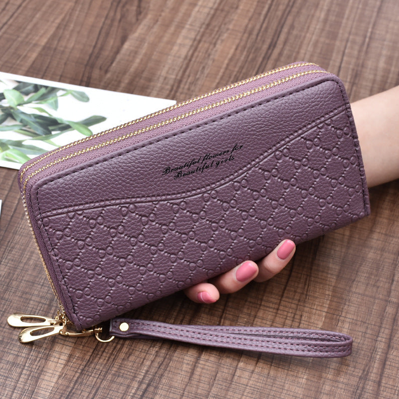 Women's Long Large Capacity Double Zipper Clutch Purses