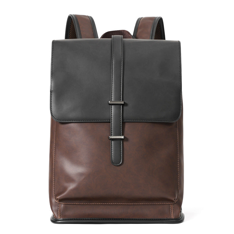 Trendy Korean Style Fashionable Man Leather Large Backpacks