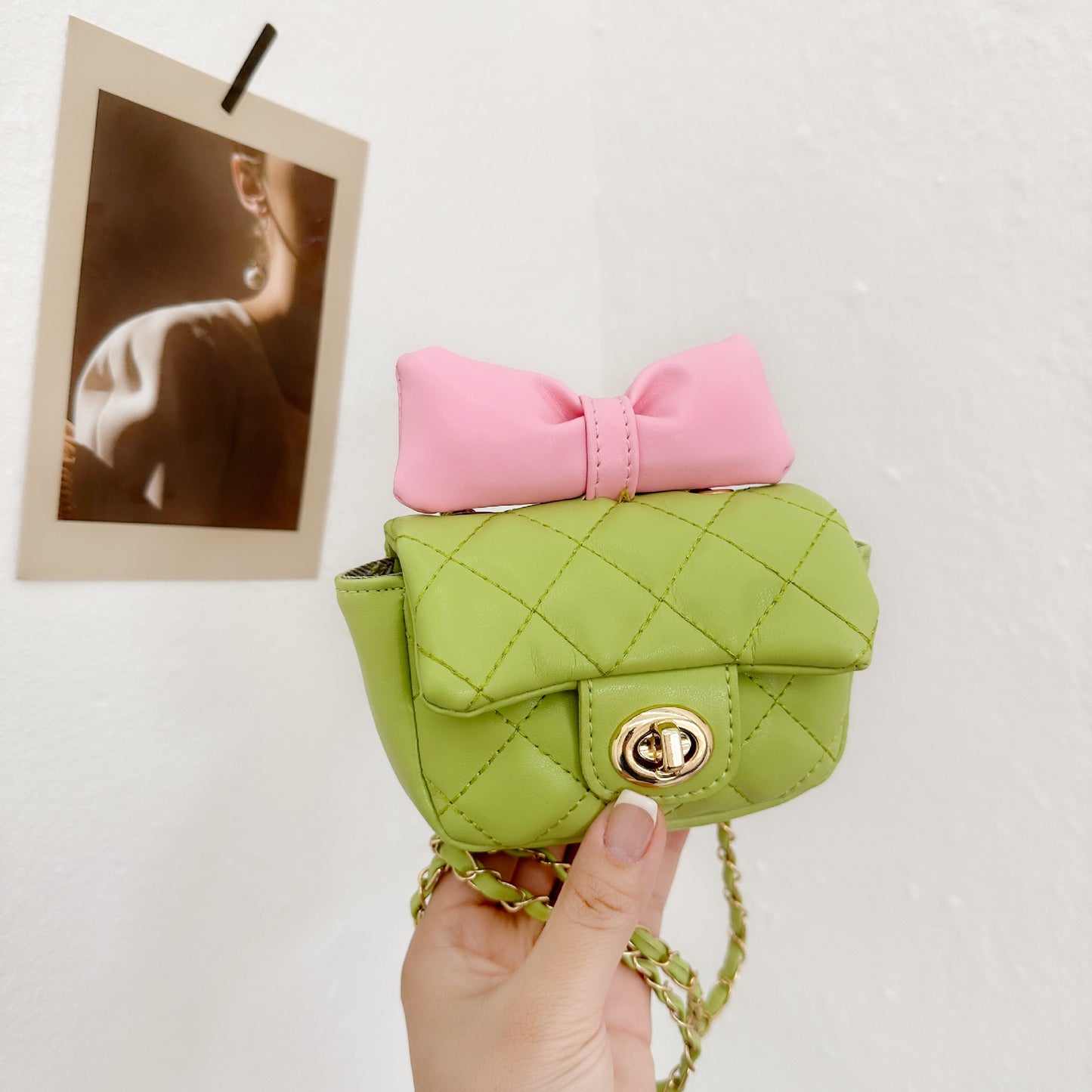 Children's Korean Diamond Embroidery Thread Bow Trendy Children's Shoulder Bags