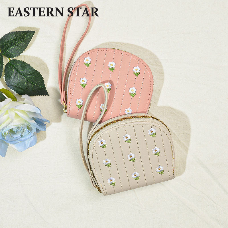 Autumn Female Fresh Floral Zipper Multifunctional Coin Purses