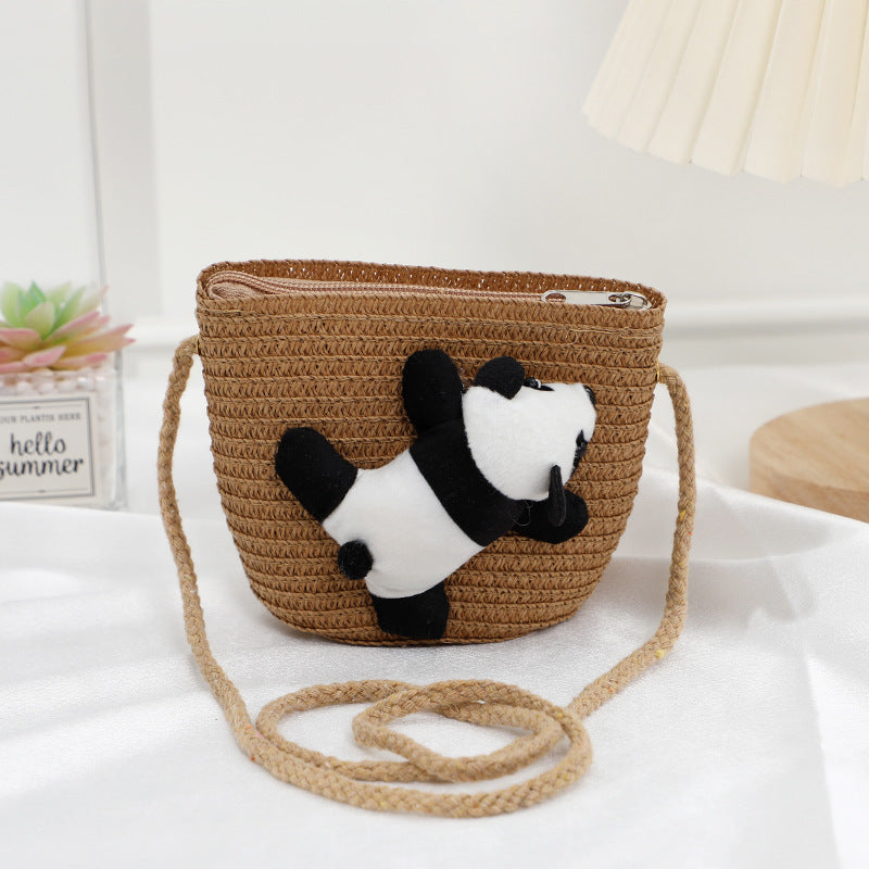 Children's Straw Female Cute Boy Western Style Leaning Bear Children's Coin Purse