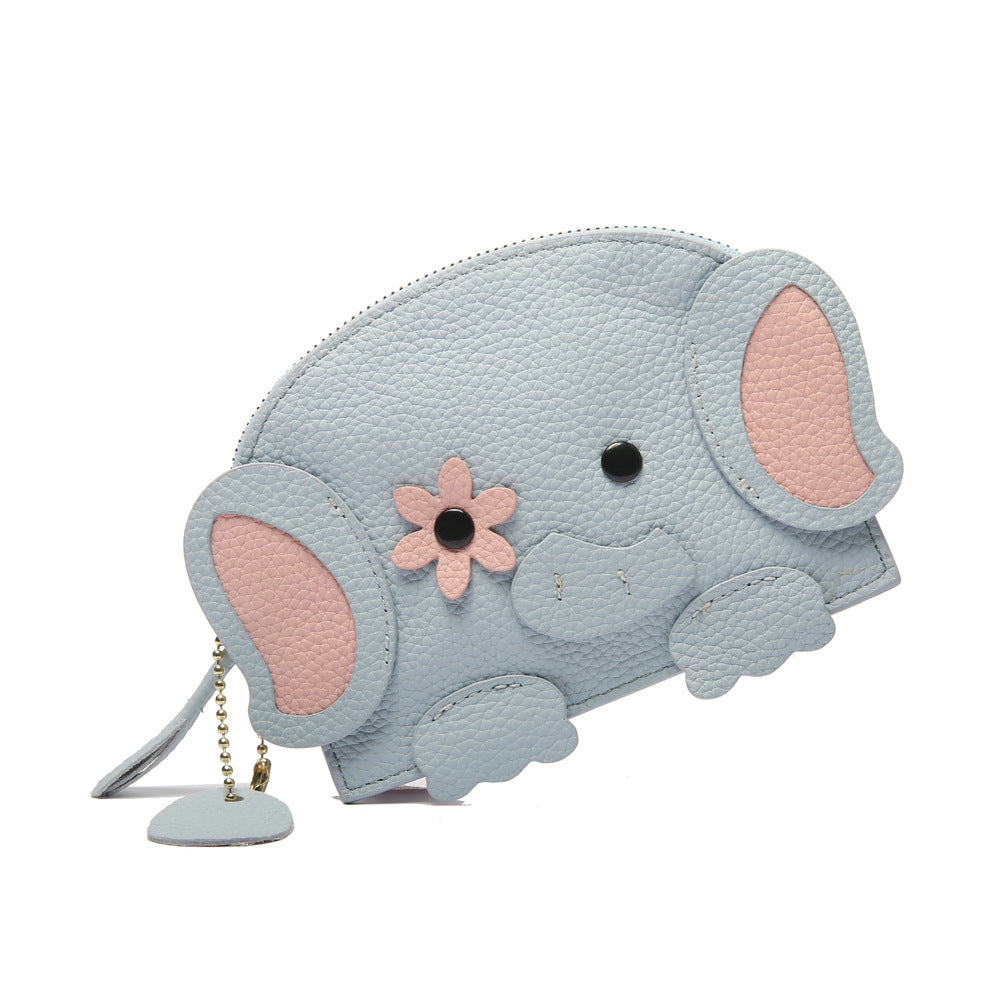 Style mignon éléphant poche à glissière femme porte-monnaie compact